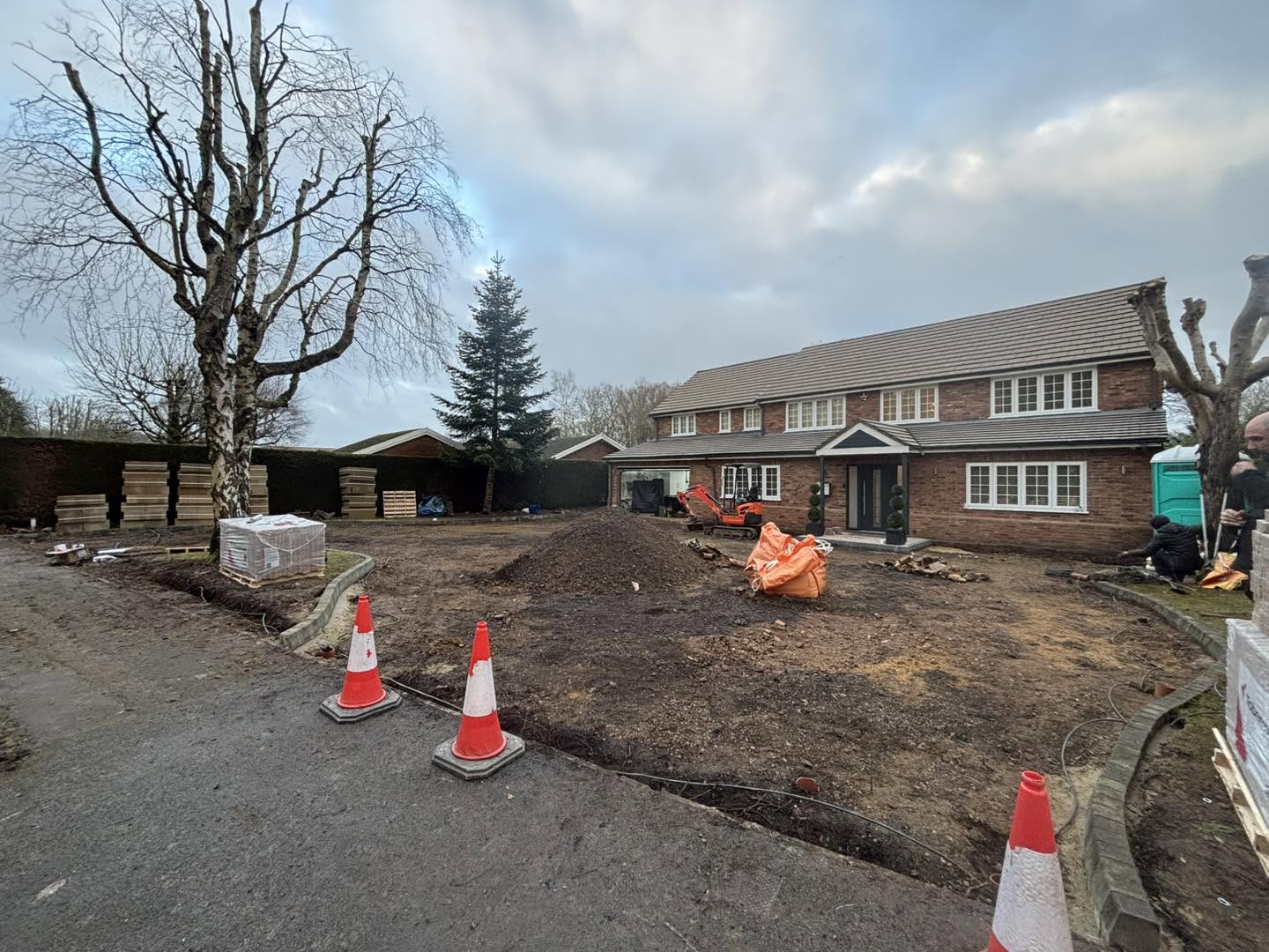 Driveway excavated and prepared for paving