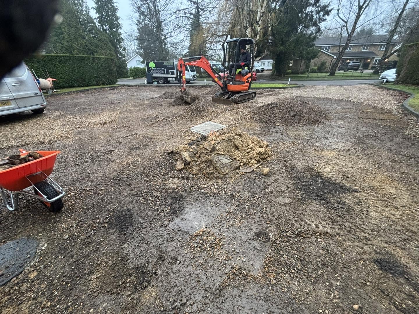 Excavation of the original driveway using a mini digger